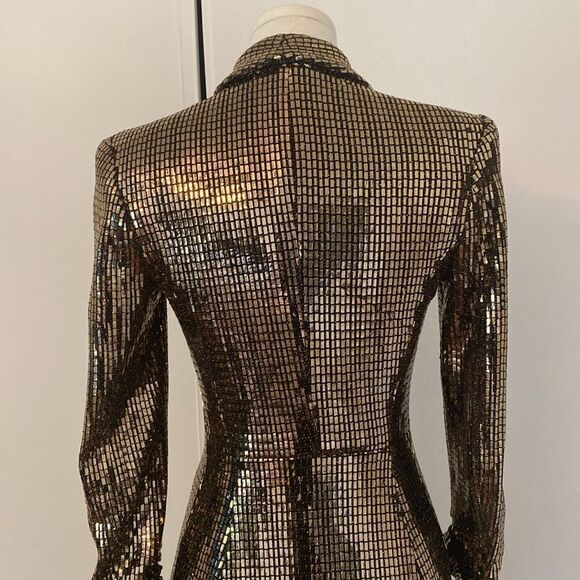 Zara Gold Metallic Sequin Blazer Dress XS - Picture 6 of 16